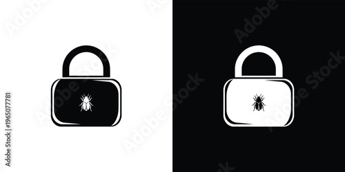 Black and white padlock with bug silhouettes symbol insect