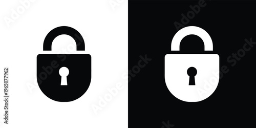 Black and white padlock on split background symbol security safety