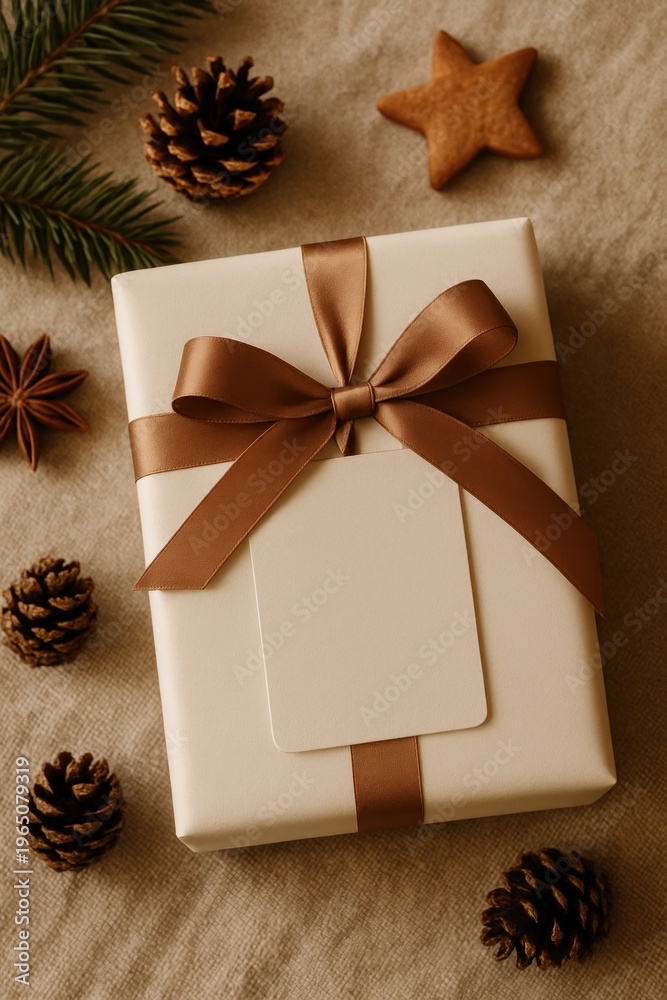 Fototapeta premium Elegant gift with festive decor.