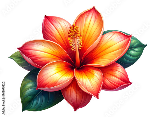 Firefly_Dark brown door standing full body isolated against a stark white background, stock p - Firefly_tropical flower isolated on a transparent background, generative ai