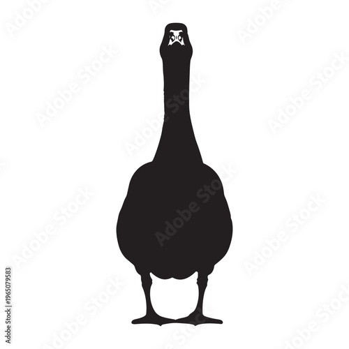 Silhouette of a goose with a bandaged eye on transparent background