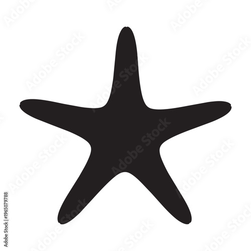 Black starfish silhouette on transparent background