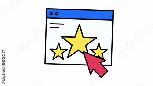 Website rating system featuring star icons and a cursor for interactive user experience. Perfect for web design projects and ratingrelated content.