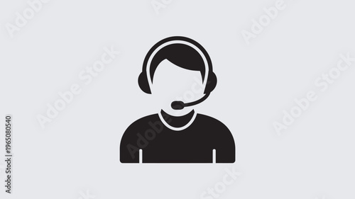 A customer service representative wearing a headset and microphone