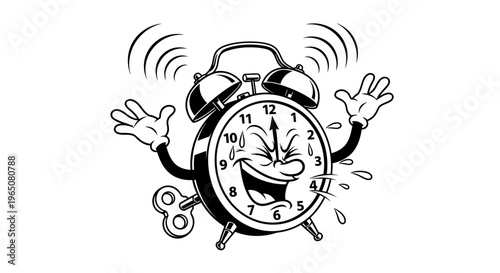 cartoon alarm clock running late