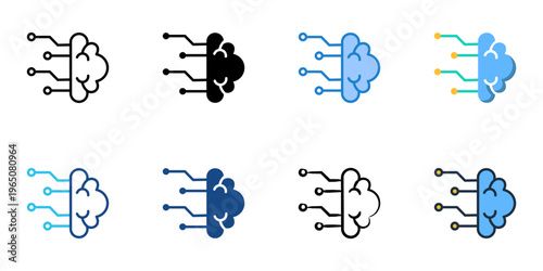 AI icons set multiple style collection. Editable stroke 
