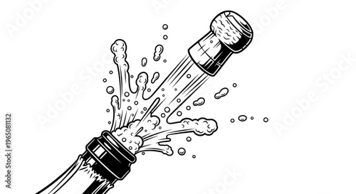 champagne bottle cork popping