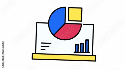 Business dashboard featuring a pie chart and bar graph. Ideal for marketing presentations, financial reports, data analysis, and corporate reports.