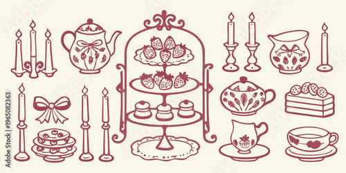 Vintage tea set and sweets arrangement in a delicate silhouette