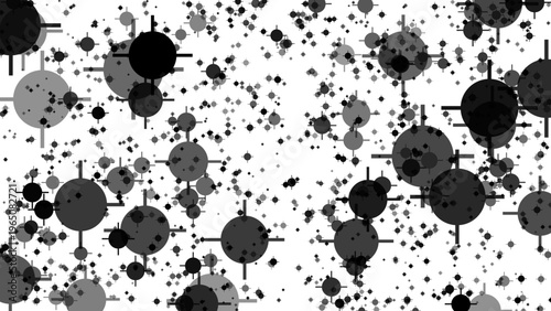 Abstract Background of Circles and Crosshairs in Grayscale