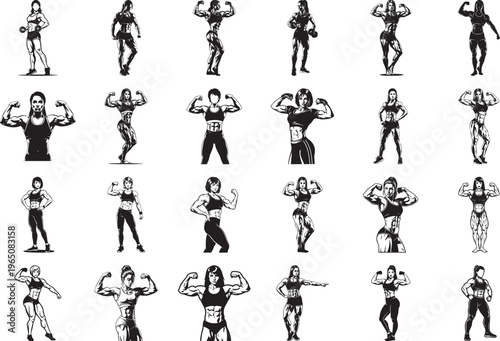 Collection of various antelope poses vector illustration