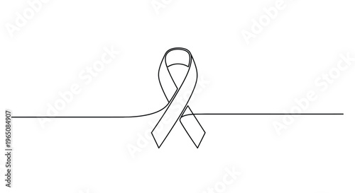 Awareness ribbon single line art symbol with one line