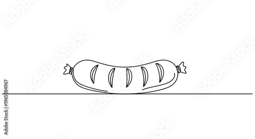 Grilled sausage line art minimalist food icon with a minimalist