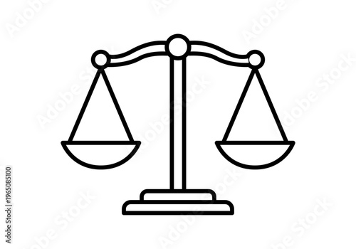 Icono de balanza de la justicia en estilo lineal minimalista