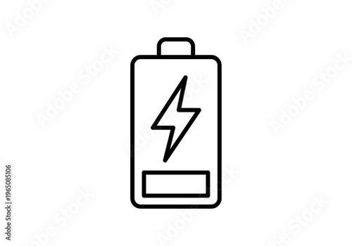 Icono de batería con símbolo de rayo indicando carga en estilo lineal minimalista