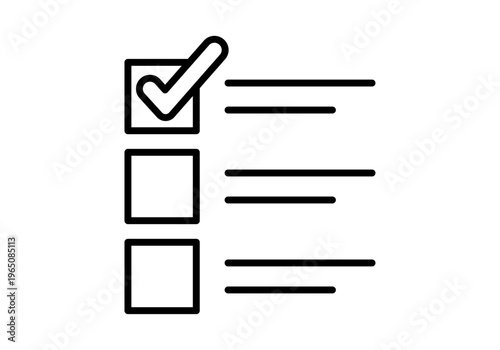 Icono de lista de tareas con marca de verificación en estilo lineal minimalista