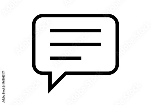 Icono de burbuja de diálogo con líneas de texto en estilo lineal minimalista 