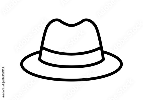 Icono lineal de un sombrero de estilo fedora con banda decorativa para conceptos de moda masculina y accesorios clásicos