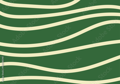 Fondo abstracto de líneas onduladas horizontales en color crema sobre un fondo verde oscuro con estilo minimalista