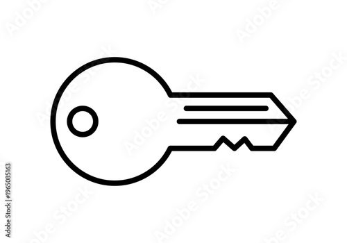 Icono lineal de una llave metálica de seguridad para conceptos de acceso y protección