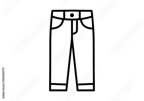 Icono lineal de unos pantalones vaqueros o de mezclilla con bolsillos y dobladillo en el bajo para conceptos de moda y vestimenta