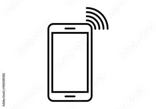 Icono lineal de un teléfono inteligente con señal de red inalámbrica para conceptos de comunicación y conectividad móvil