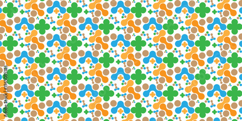 abstract colorful paper overlapping decor fabric textile. seamless pattern with dots gradient meatball circles creative web banner wallpaper textile design.