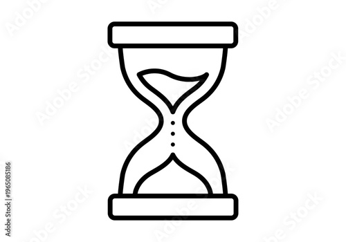 Icono lineal de un reloj de arena con arena fluyendo para conceptos de gestión del tiempo y espera