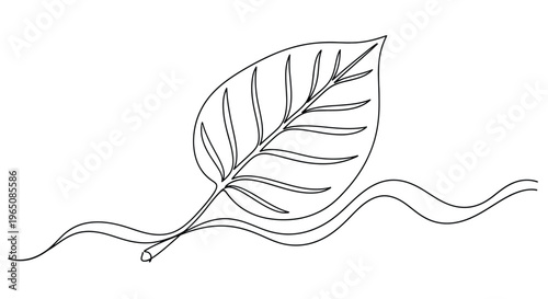 Green leaf nature environment ecology one line art design