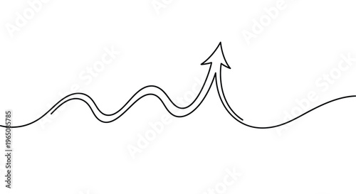 Tableau sur toile Business growth arrow continuous line drawing upward trend concept