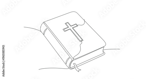 Holy bible continuous line art christian religious book