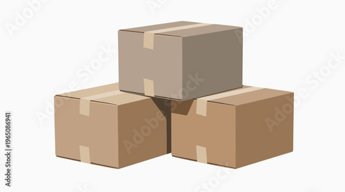 Cardboard boxes and open box on white background