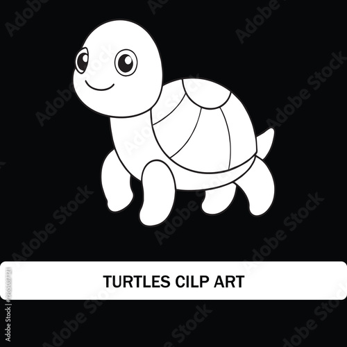Turtle Clip Art Black and White