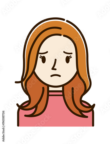 ベクターイラスト素材：困ったり悩んだりしている若い女性アイコン