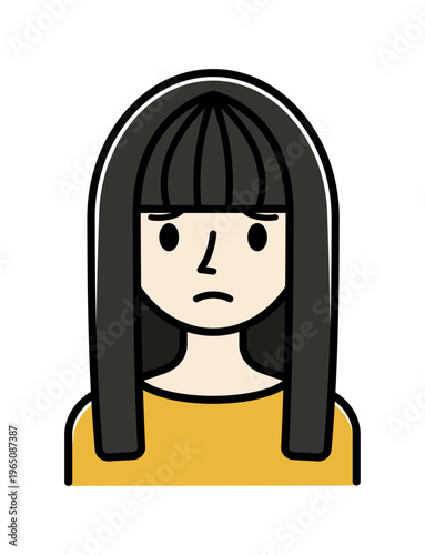 ベクターイラスト素材：困ったり悩んだりしている若い女性アイコン
