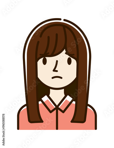 ベクターイラスト素材：困ったり悩んだりしている若い女性アイコン