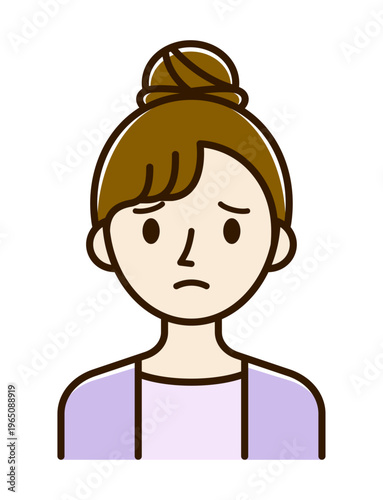 ベクターイラスト素材：困ったり悩んだりしている若い女性アイコン