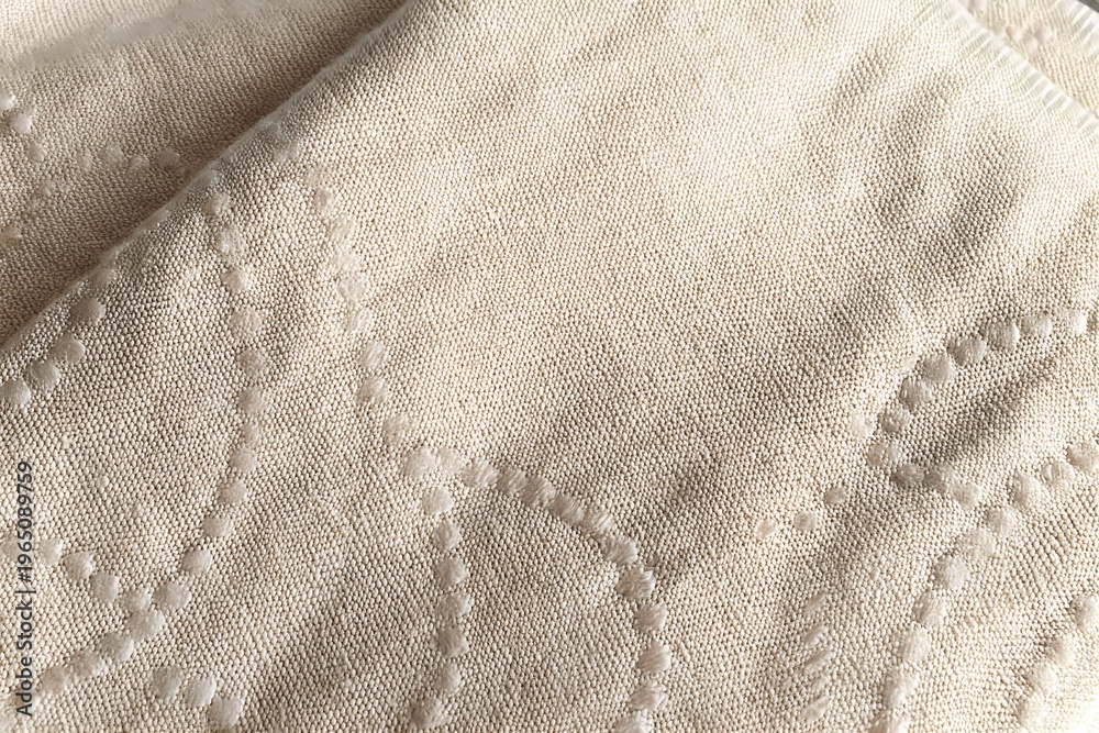 Fototapeta premium Natural off white quilted fabric texture closeup