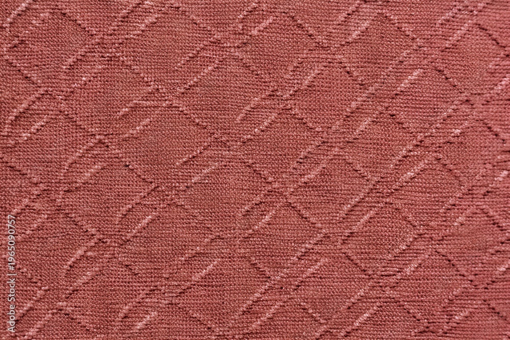 Fototapeta premium Natural red black geometric damask pattern fabric texture closeup