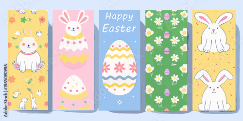 Colorful easter bookmarks with bunnies and eggs a charming silhouette