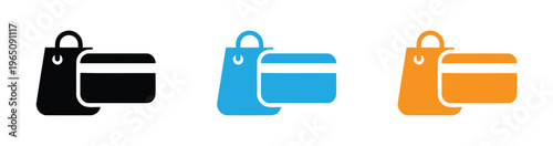 Colorful icons of shopping bags with handles on white background Vector illustration