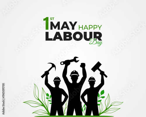 Happy Labour Day.1st May. International Workers Day . Holiday concept. Template for background with banner, poster and card. Flat illustration. Vector illustration.