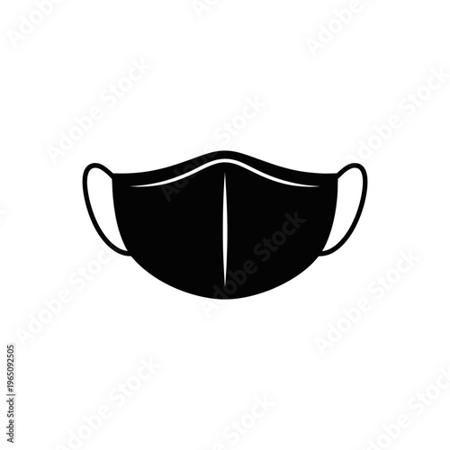 A black face mask illustration for health and safety purposes