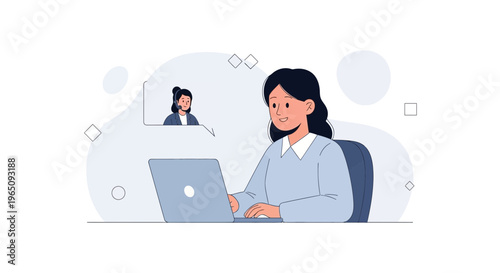 Woman on Video Call with Colleague, Remote Work and Communication Concept