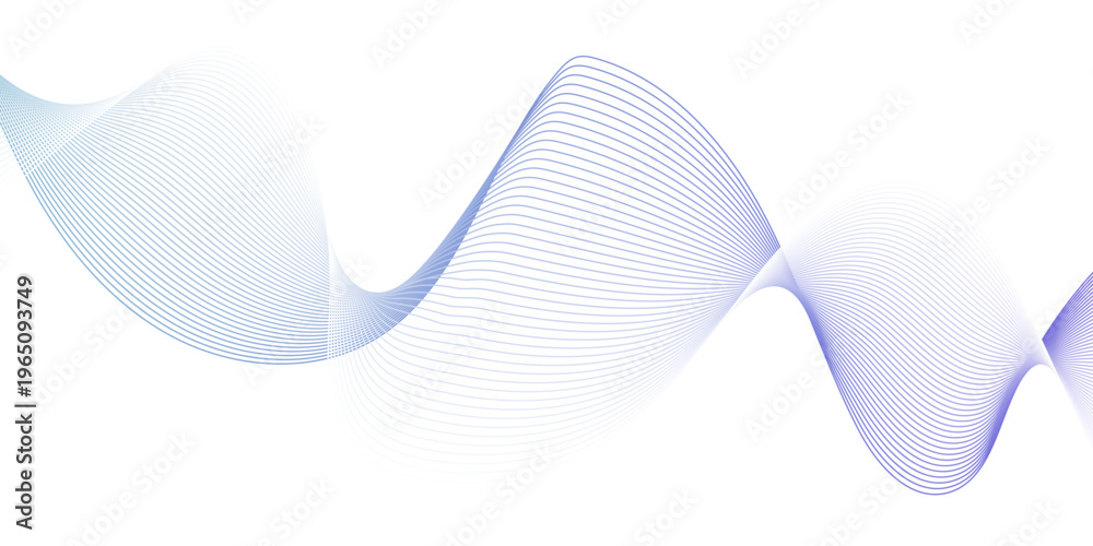 Fototapeta premium Modern abstract wave digital blue and white geometric technology. Abstract line wave gradient poster blend background vector.
