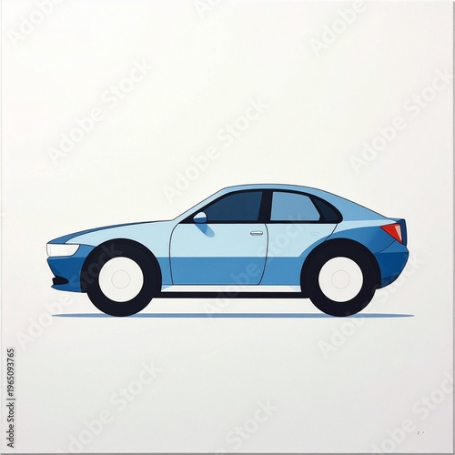 A minimalist illustration of a blue sedan car from a side profile, set against a clean white background