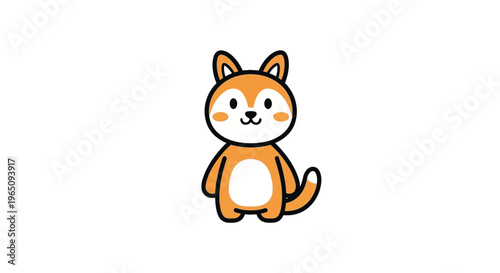 Cute cartoon orange cat standing.