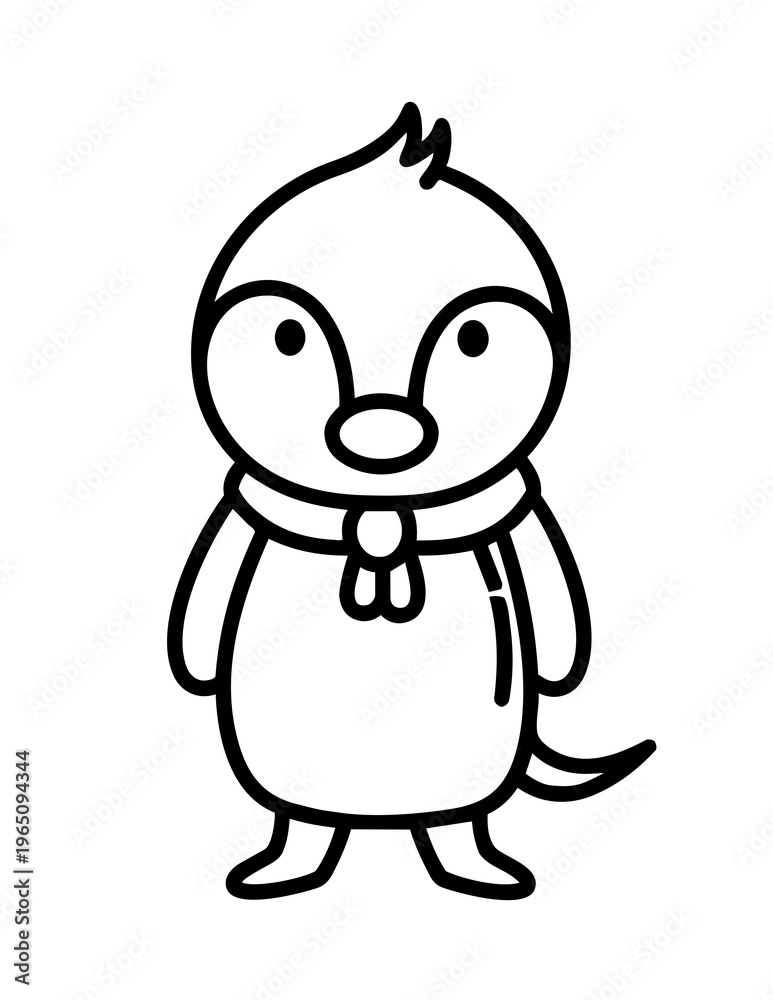 Naklejka premium Cute cartoon penguin standing alone.