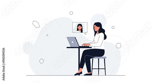 Woman on video call, working remotely, online communication, digital meeting