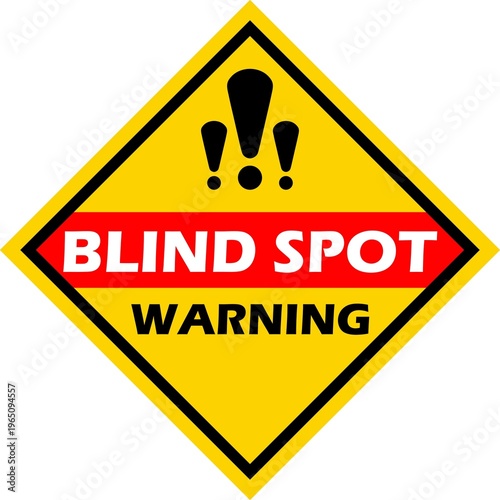 yellow warning blind spot sign icon